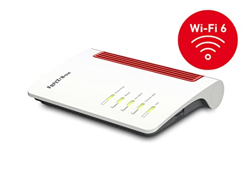 AVM Fritz!Box 5530 Fiber Edition International | Mesh Master | Wi-Fi 6 | 2400 Mbit/s (5 GHz) + 600 Mbit/s (2,4 GHz) | 2,5 Gigabit LAN | 4X gigabit-LAN | 2X USB 3.0 | AON + GPON